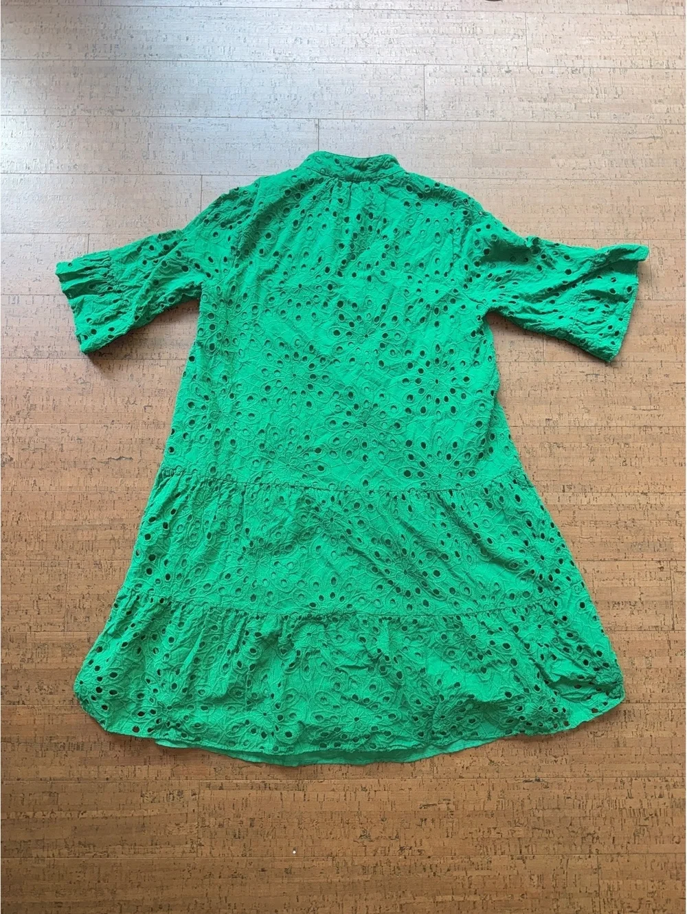 Anne Klein Green Eyelet Tiered Midi Dress Size S - Picture 7 of 7